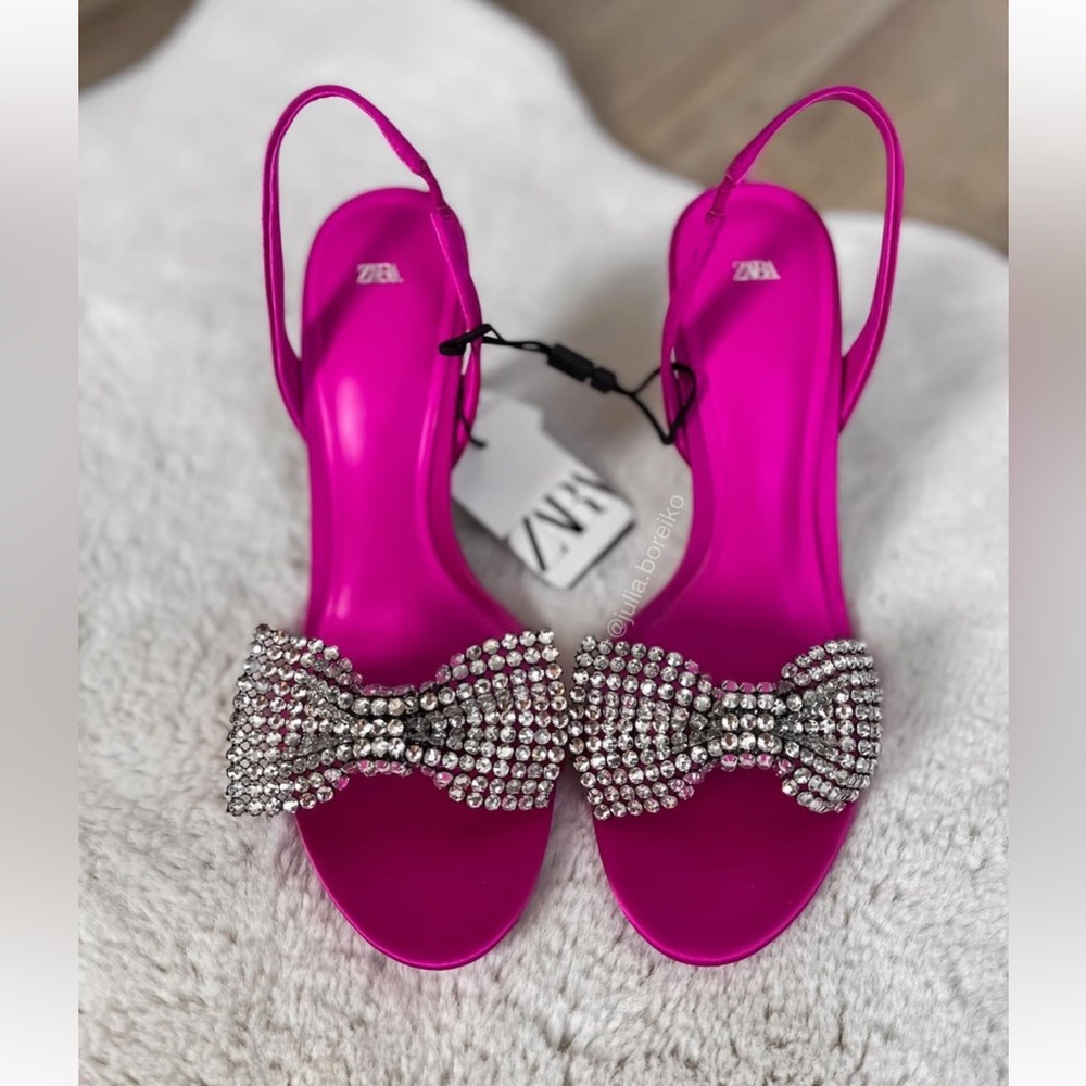 Zara embellished bow high heeled sandals